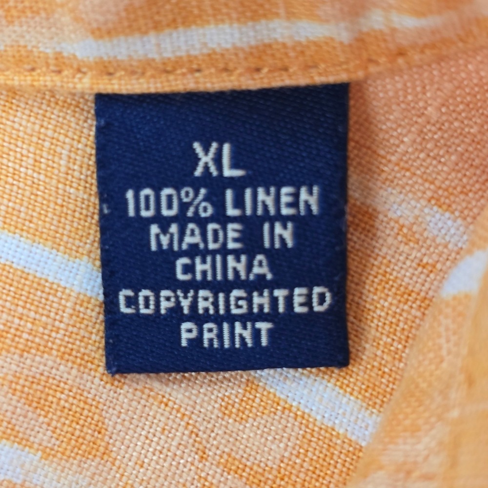 Tommy Bahama Relax Button Down Shirt Mens XL Orange 100% Linen Crab Lobster - Picture 6 of 7
